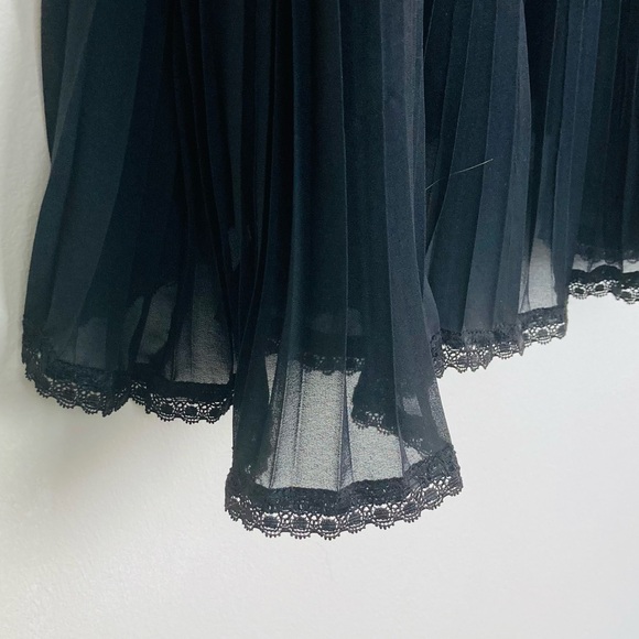 Oscar de la Renta pink label black semisheer chiffon pleated lace trim chemise M - Picture 7 of 7